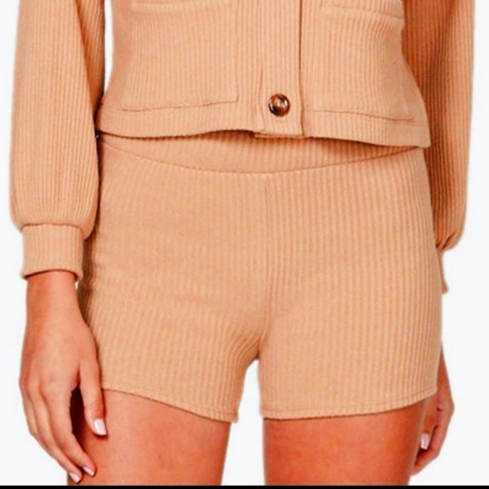 Lett Gotland Knit Bike Shorts in Nude Loungewear Ribbed NWT Like Skims.